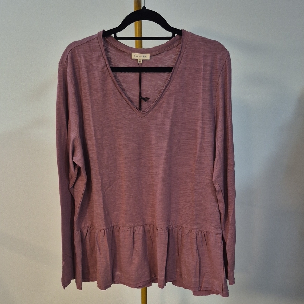 Cynthia Rowley Dusty Rose Long Sleeve V-Neck Top